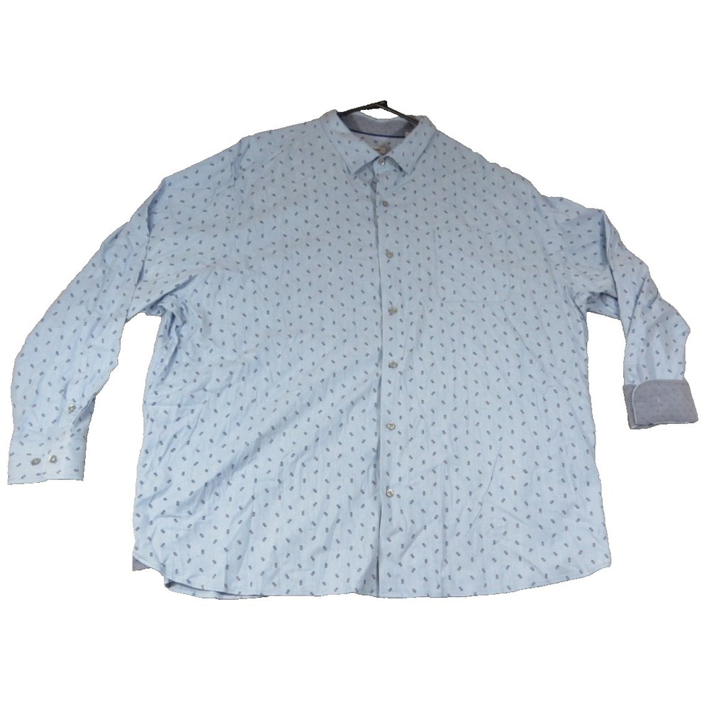 Tommy Bahama Shirt Mens XXXL Blue Pineapple Print Cotton Stretch Long Sleeve Big